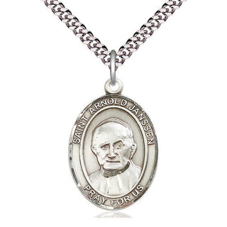 Sterling Silver Saint Arnold Janssen Medal Catholic Jewelry Engraved Catholic Saint Jewelry