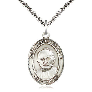 Sterling Silver Saint Arnold Janssen Medal Catholic Jewelry Engraved Catholic Saint Jewelry