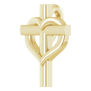 14K Yellow Youth Cross with Heart Pendant  