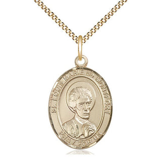 14kt Gold Filled Saint Louis Marie de Montfort Medal Catholic Jewelry Engraved Catholic Saint Jewelry
