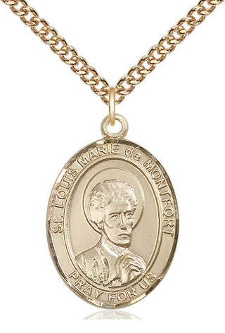 14kt Gold Filled Saint Louis Marie de Montfort Medal Catholic Jewelry Engraved Catholic Saint Jewelry