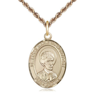 14kt Gold Filled Saint Louis Marie de Montfort Medal Catholic Jewelry Engraved Catholic Saint Jewelry