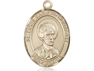 14kt Gold Saint Louis Marie de Montfort Medal Engraved Catholic Saint Jewelry