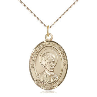 14kt Gold Saint Louis Marie de Montfort Medal Engraved Catholic Saint Jewelry