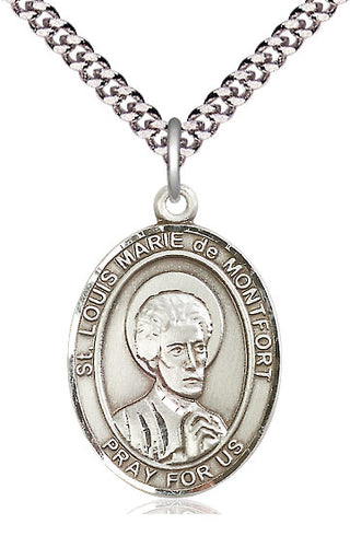 Sterling Silver Saint Louis Marie de Montfort Medal Catholic Jewelry Engraved Catholic Saint Jewelry