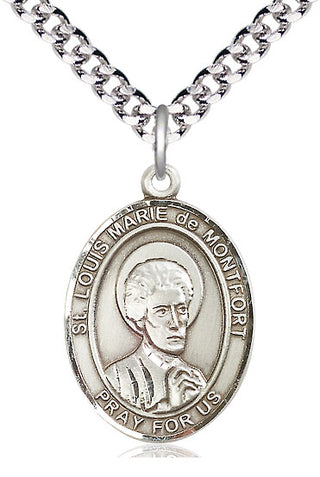 Sterling Silver Saint Louis Marie de Montfort Medal Catholic Jewelry Engraved Catholic Saint Jewelry