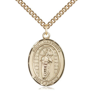 14kt Gold Filled Saint Matthias the Apostle Medal Catholic Jewelry Engraved Catholic Saint Jewelry