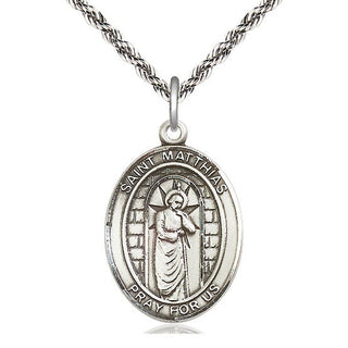 Sterling Silver Saint Matthias the Apostle Medal Catholic Jewelry Engraved Catholic Saint Jewelry