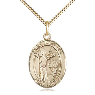 14kt Gold Filled Saint Kenneth Medal Catholic Jewelry Engraved Catholic Saint Jewelry