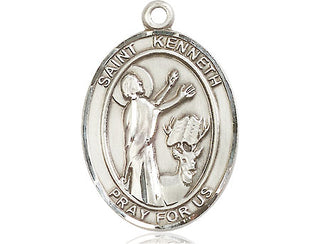 Pewter Saint Kenneth Medal Engraved Catholic Saint Jewelry