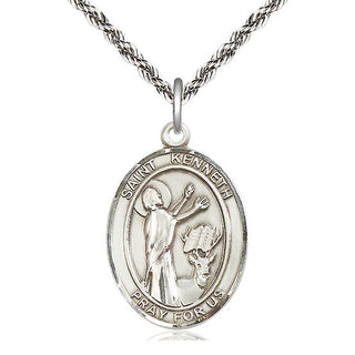 Sterling Silver Saint Kenneth Medal Catholic Jewelry Engraved Catholic Saint Jewelry