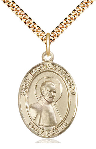 14kt Gold Filled Saint Edmund Campion Medal Catholic Jewelry Engraved Catholic Saint Jewelry