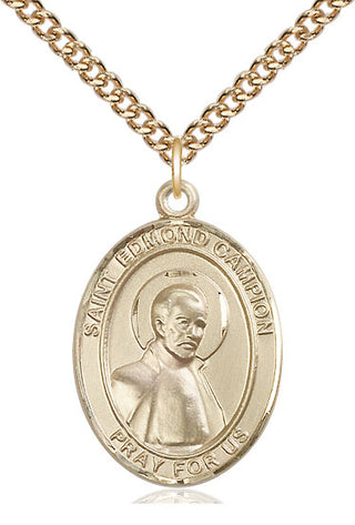 14kt Gold Filled Saint Edmund Campion Medal Catholic Jewelry Engraved Catholic Saint Jewelry