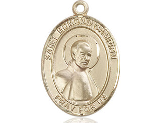 14kt Gold Saint Edmund Campion Medal Engraved Catholic Saint Jewelry