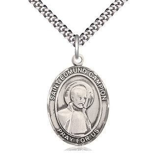 Pewter Saint Edmund Campion Medal Catholic Jewelry Engraved Catholic Saint Jewelry