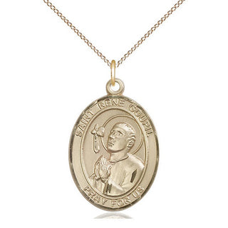 14kt Gold Filled Saint Rene Goupil Medal Catholic Jewelry Engraved Catholic Saint Jewelry
