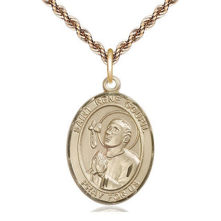 14kt Gold Filled Saint Rene Goupil Medal Catholic Jewelry Engraved Catholic Saint Jewelry