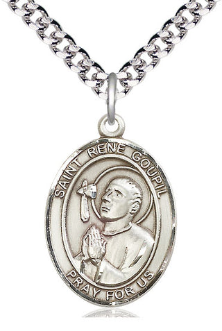 Pewter Saint Rene Goupil Medal Catholic Jewelry Engraved Catholic Saint Jewelry