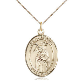 14kt Gold Filled Saint Regina Medal Catholic Jewelry Engraved Catholic Saint Jewelry