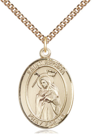 14kt Gold Filled Saint Regina Medal Catholic Jewelry Engraved Catholic Saint Jewelry
