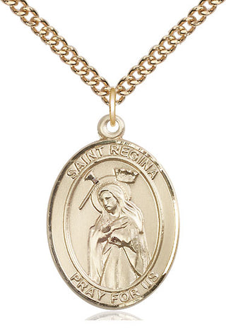 14kt Gold Filled Saint Regina Medal Catholic Jewelry Engraved Catholic Saint Jewelry