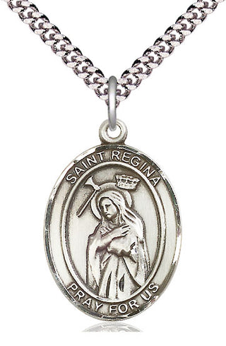Pewter Saint Regina Medal Catholic Jewelry Engraved Catholic Saint Jewelry