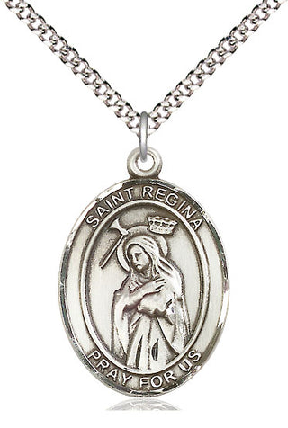 Pewter Saint Regina Medal Catholic Jewelry Engraved Catholic Saint Jewelry