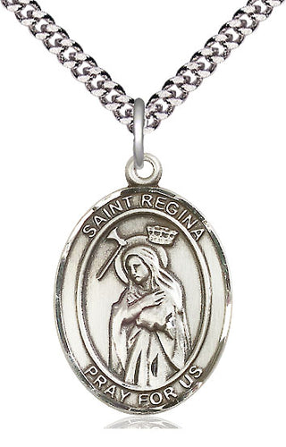 Pewter Saint Regina Medal Catholic Jewelry Engraved Catholic Saint Jewelry
