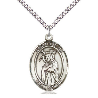 Sterling Silver Saint Regina Medal Catholic Jewelry Engraved Catholic Saint Jewelry