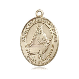 14kt Gold Filled Saint Catherine of Sweden Medal Engraved Catholic Saint Jewelry