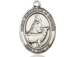 Pewter Saint Catherine of Sweden Medal Engraved Catholic Saint Jewelry