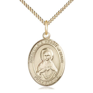14kt Gold Filled Immaculate Heart of Mary Medal Catholic Jewelry Engraved Catholic Saint Jewelry