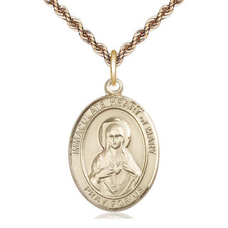 14kt Gold Immaculate Heart of Mary Medal Engraved Catholic Saint Jewelry