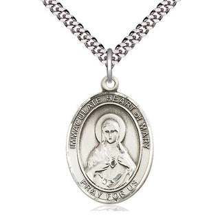 Pewter Immaculate Heart of Mary Medal Catholic Jewelry Engraved Catholic Saint Jewelry