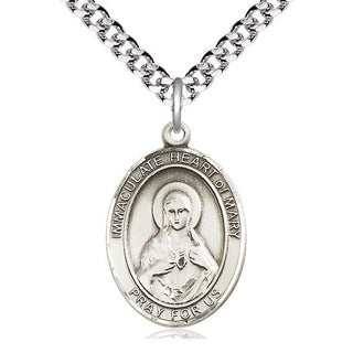 Pewter Immaculate Heart of Mary Medal Catholic Jewelry Engraved Catholic Saint Jewelry