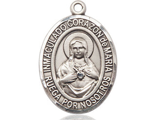 Pewter Corazon Inmaculado de Maria Medal Engraved Catholic Saint Jewelry