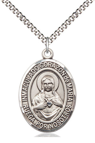 Pewter Corazon Inmaculado de Maria Medal Catholic Jewelry Engraved Catholic Saint Jewelry