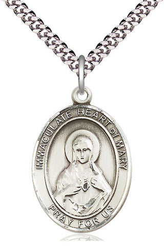 Sterling Silver Immaculate Heart of Mary Medal Catholic Jewelry Engraved Catholic Saint Jewelry