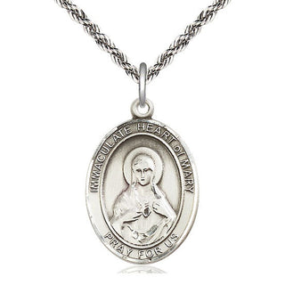 Sterling Silver Immaculate Heart of Mary Medal Catholic Jewelry Engraved Catholic Saint Jewelry