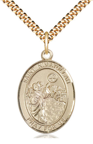 14kt Gold Filled Saint Nimatullah Medal Catholic Jewelry Engraved Catholic Saint Jewelry
