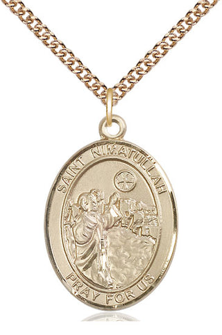 14kt Gold Filled Saint Nimatullah Medal Catholic Jewelry Engraved Catholic Saint Jewelry