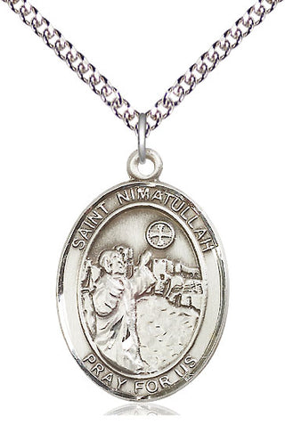Sterling Silver Saint Nimatullah Medal Catholic Jewelry Engraved Catholic Saint Jewelry