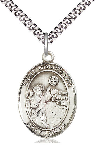 Sterling Silver Saint Nimatullah Medal Catholic Jewelry Engraved Catholic Saint Jewelry