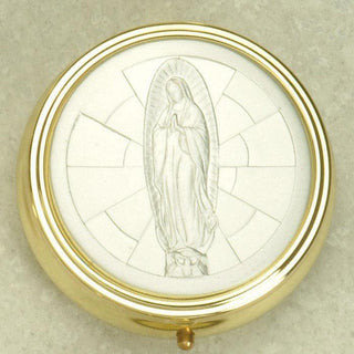 Silver Plated Holy Spirit Pyx with Lady of Guadalupe
