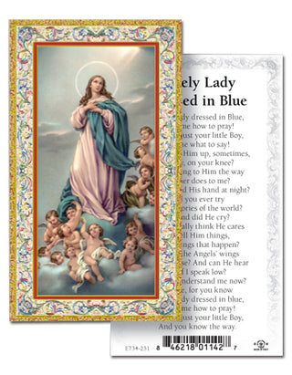 100-Pack - Lovely Lady Dressed In Blue Holy Card