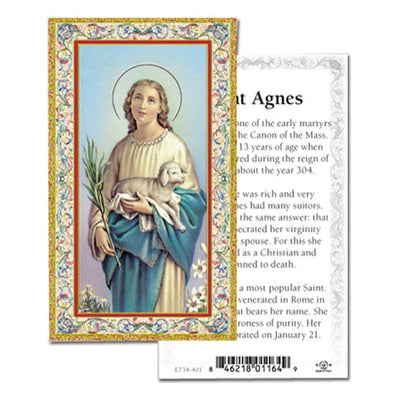 100-Pack - St Agnes Biography Holy Card