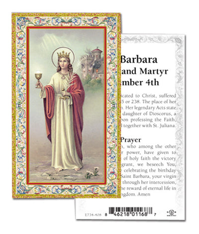 100-Pack - St Barbara Biography Holy Card