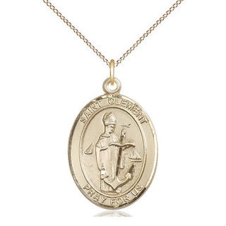 14kt Gold Filled Saint Clement Medal Catholic Jewelry Engraved Catholic Saint Jewelry