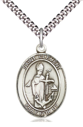 Sterling Silver Saint Clement Medal Catholic Jewelry Engraved Catholic Saint Jewelry