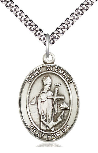 Sterling Silver Saint Clement Medal Catholic Jewelry Engraved Catholic Saint Jewelry